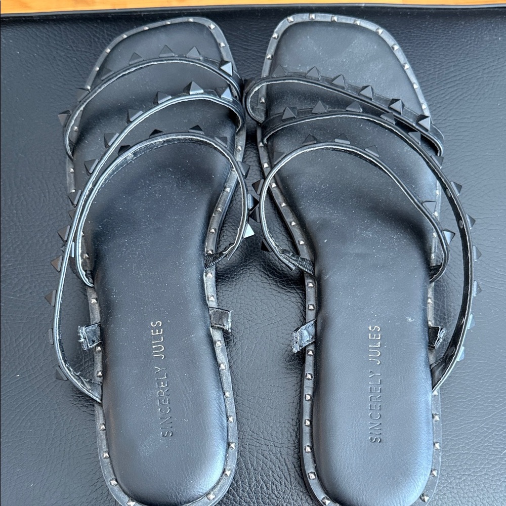Sincerely Jules Black Studded Sandals
